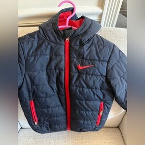 Nike Black and Red Puffer Jacket